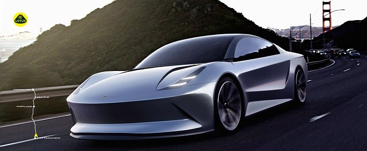 汽车设计学生想象使用固态电池的莲花电动轿车